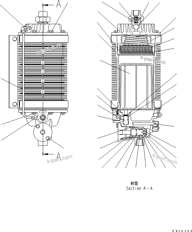 Komatsu parts book diagram for HD255-5 S/N 1001-UP: AIR DRYER (INNER PARTS)(#1201-1274)