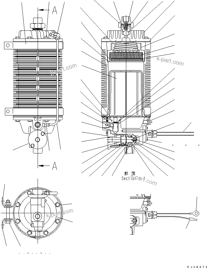 Komatsu parts book diagram for HD255-5 S/N 1001-UP: AIR DRYER (INNER PARTS)(#1275-1600)