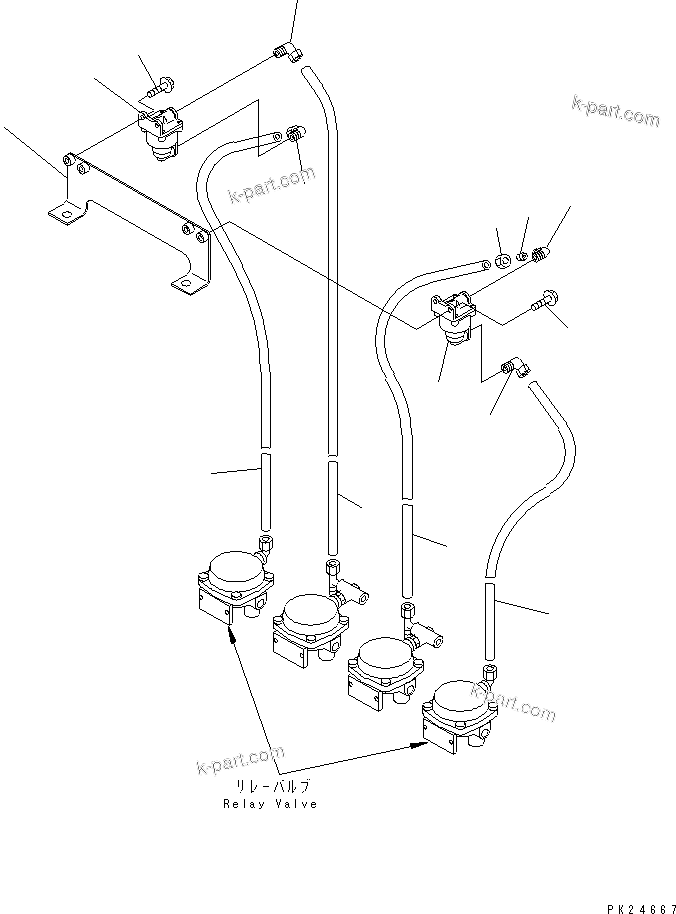 Komatsu parts book diagram for HD255-5 S/N 1001-UP: FRONT AXLE RATIO VALVE