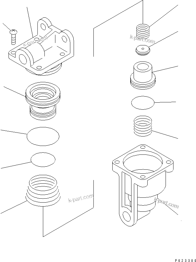 Komatsu parts book diagram for HD255-5 S/N 1001-UP: FRONT AXLE RATIO VALVE (INNER PARTS)