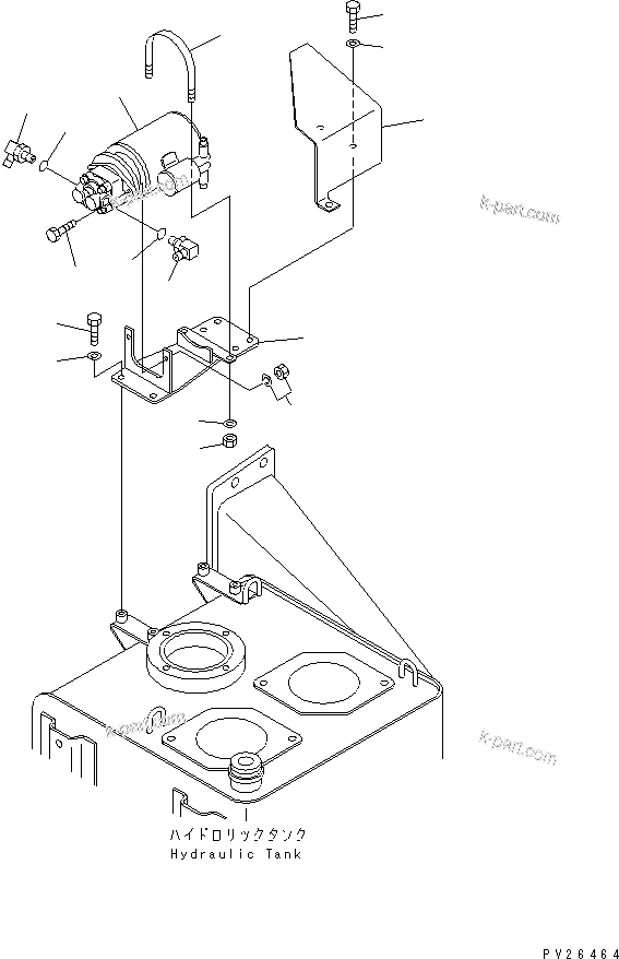 Komatsu parts book diagram for HD255-5 S/N 1001-UP: HYDRAULIC TANK AND VALVE (EMERGENCY STEERING REALATED PARTS)(#1201-1600)