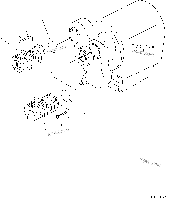 Komatsu parts book diagram for HD255-5 S/N 1001-UP: HYDRAULIC PUMP AND MOUNTING PARTS