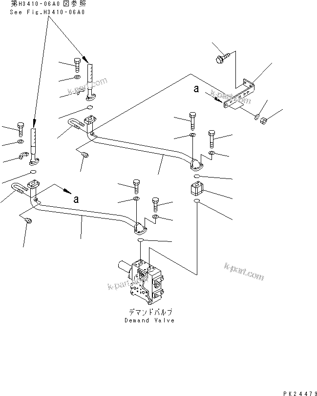 Komatsu parts book diagram for HD255-5 S/N 1001-UP: STEERING AND HOIST PIPING (PIPING) (FRAME RELATED) (2/3)(#1001-1200)