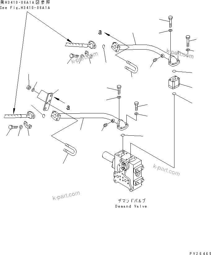 Komatsu parts book diagram for HD255-5 S/N 1001-UP: STEERING AND HOIST PIPING (PIPING) (FRAME RELATED) (2/3)(#1201-1600)