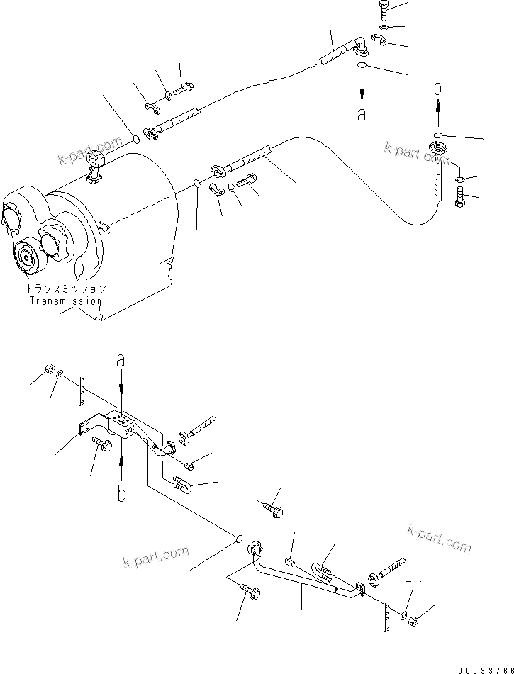 Komatsu parts book diagram for HD255-5 S/N 1001-UP: BRAKE COOLING OIL LINE (PIPING) (FRAME RELATED) (1/3)(#1001-1600)