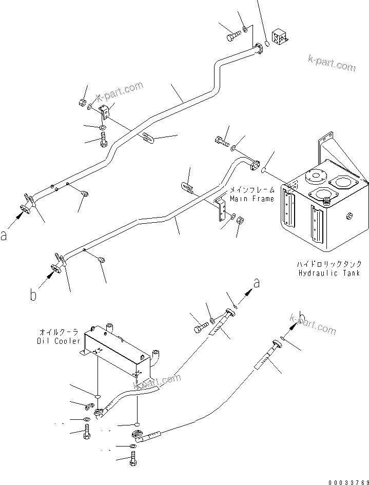 Komatsu parts book diagram for HD255-5 S/N 1001-UP: BRAKE COOLING OIL LINE (PIPING) (FRAME RELATED) (3/3)(#1001-1600)