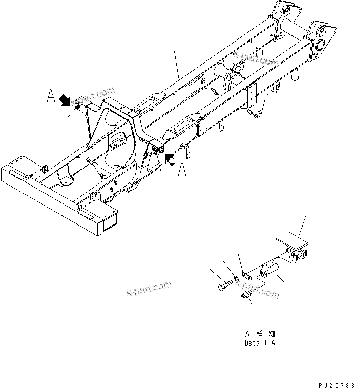 Komatsu parts book diagram for HD255-5 S/N 1001-UP: MAIN FRAME (WATER SEPARATOR ? STRAINER SPEC.)(#1201-)