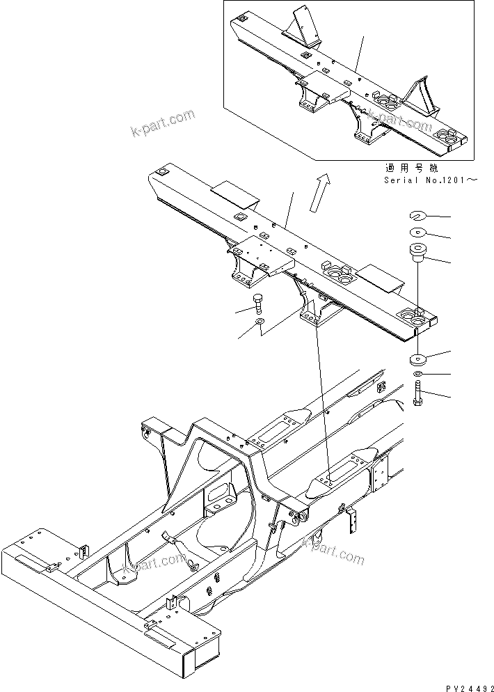 Komatsu parts book diagram for HD255-5 S/N 1001-UP: REAR SUPPORT (WITH SIDE LAMP)