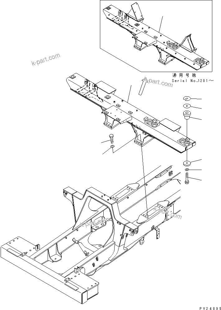Komatsu parts book diagram for HD255-5 S/N 1001-UP: REAR SUPPORT (FOR MUFFLER)