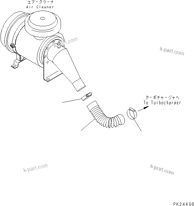 Komatsu parts book diagram for HD255-5 S/N 1001-UP: AIR INTAKE PIPING(#1001-1600)