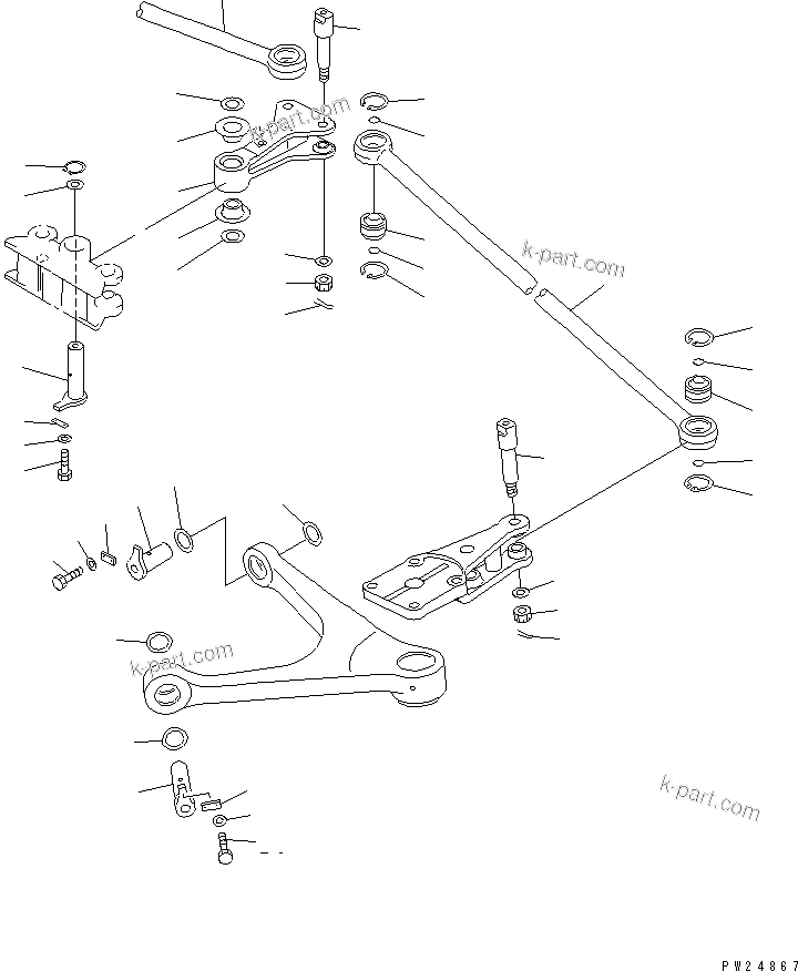 Komatsu parts book diagram for HD255-5 S/N 1001-UP: STEERING LINK (FOR AUTO LUBRICATION)