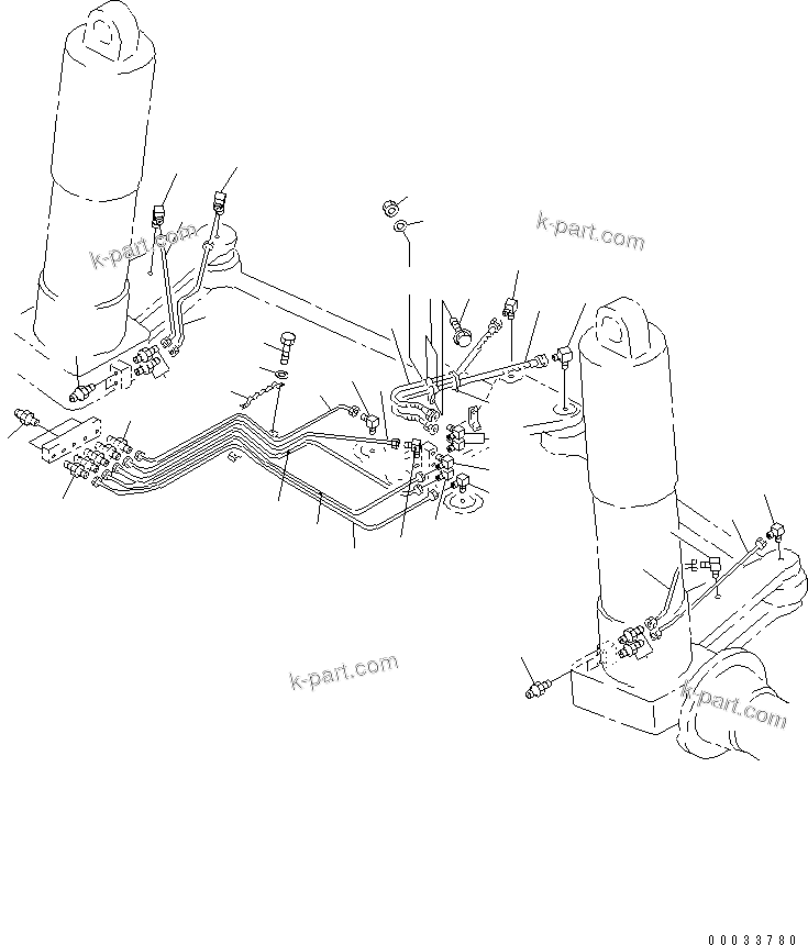 Komatsu parts book diagram for HD255-5 S/N 1001-UP: LUBRICATING PIPING (FRONT)