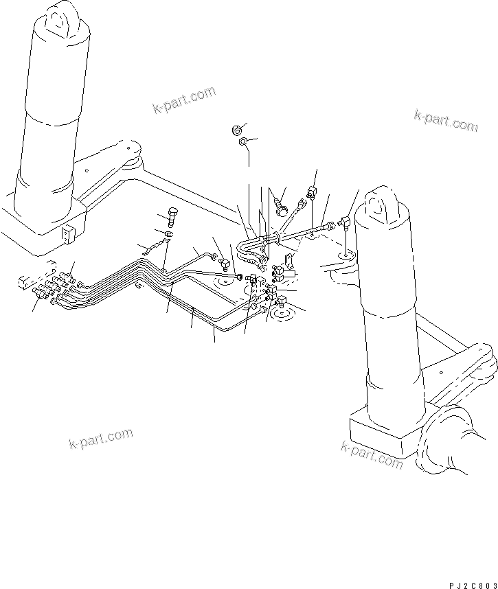 Komatsu parts book diagram for HD255-5 S/N 1001-UP: LUBRICATING PIPING (FRONT) (FOR AUTO LUBRICATION)