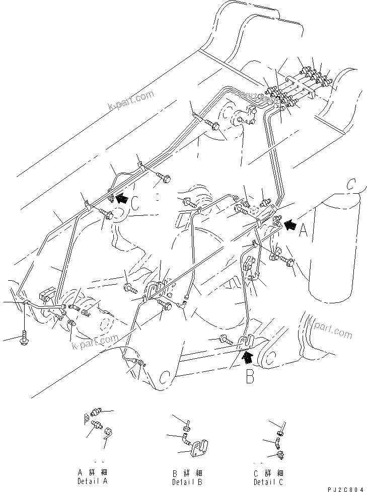 Komatsu parts book diagram for HD255-5 S/N 1001-UP: LUBRICATING PIPING (REAR AND AXLE)
