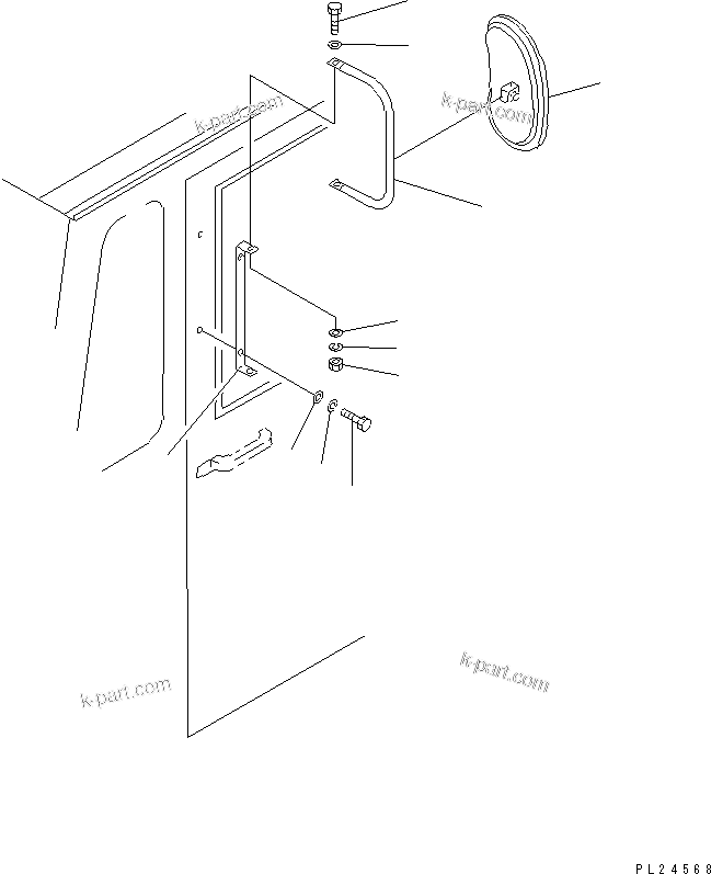 Komatsu parts book diagram for HD255-5 S/N 1001-UP: OPERATOR'S CAB (SIDE MIRROR)(#1425-1600)