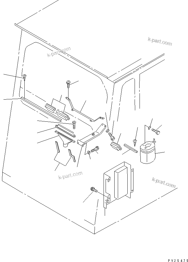 Komatsu parts book diagram for HD255-5 S/N 1001-UP: OPERATOR'S CAB (SUN VISOR AND FRONT WINDOW)(#1001-1200)
