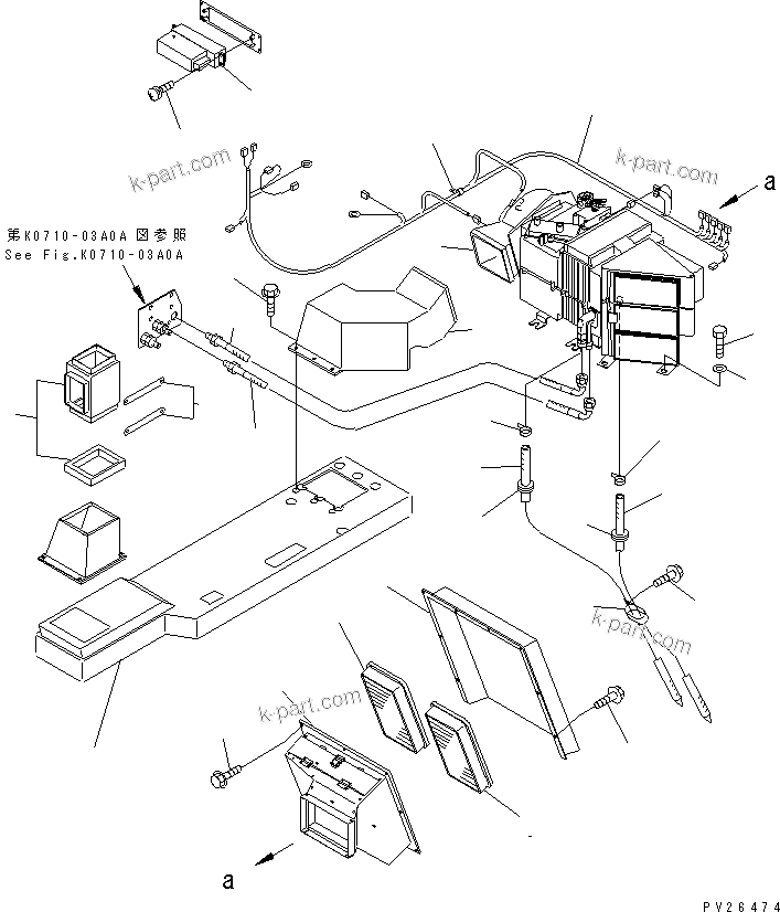 Komatsu parts book diagram for HD255-5 S/N 1001-UP: AIR CONDITIONER ? HEATER AND COOLER (1/6)(#1201-1424)