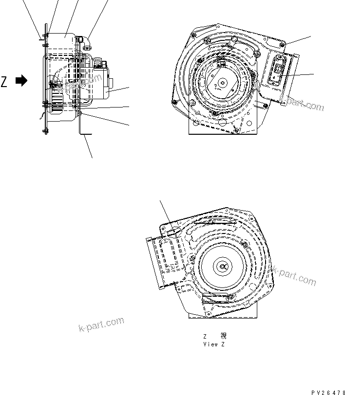 Komatsu parts book diagram for HD255-5 S/N 1001-UP: FLOOR SUB (AIR CONDITIONER UNIT ? INNER PARTS) (2/3)(#1425-1600)