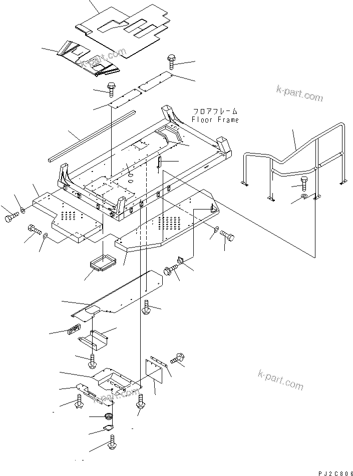 Komatsu parts book diagram for HD255-5 S/N 1001-UP: FLOOR (COVER)(#1001-1200)