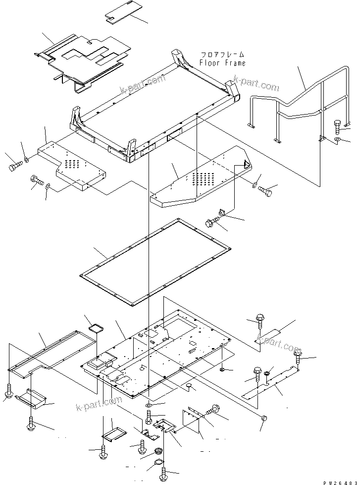 Komatsu parts book diagram for HD255-5 S/N 1001-UP: FLOOR (COVER)(#1201-1396)