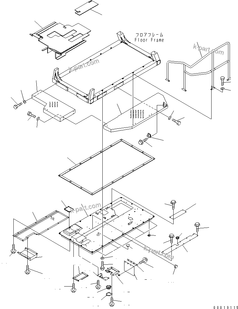 Komatsu parts book diagram for HD255-5 S/N 1001-UP: FLOOR (COVER) (FOR TACHOGRAPH)(#1201-1396)
