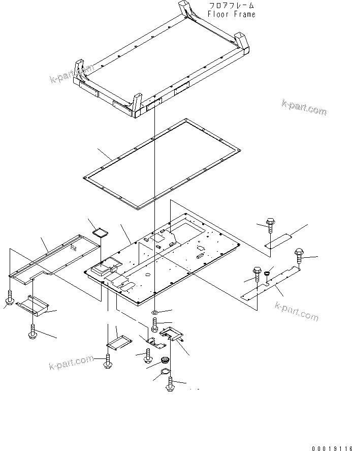 Komatsu parts book diagram for HD255-5 S/N 1001-UP: FLOOR (COVER) (FOR TACHOGRAPH)(#1397-1600)
