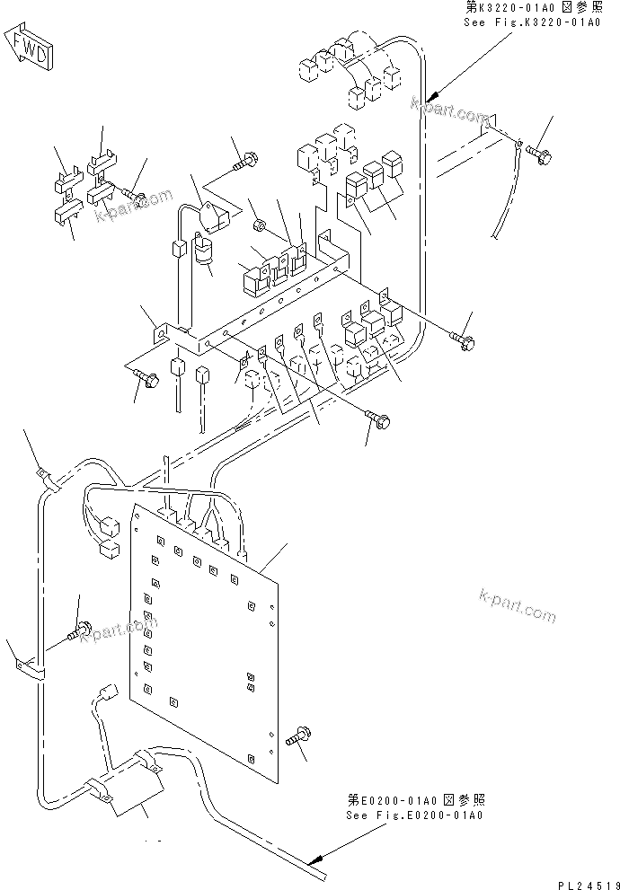Komatsu parts book diagram for HD255-5 S/N 1001-UP: INSTRUMENT PANEL (RELAY)(#1001-1200)