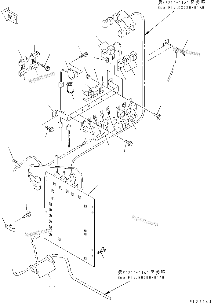 Komatsu parts book diagram for HD255-5 S/N 1001-UP: INSTRUMENT PANEL (RELAY) (FOR HAZARD LAMP)(#1001-1200)