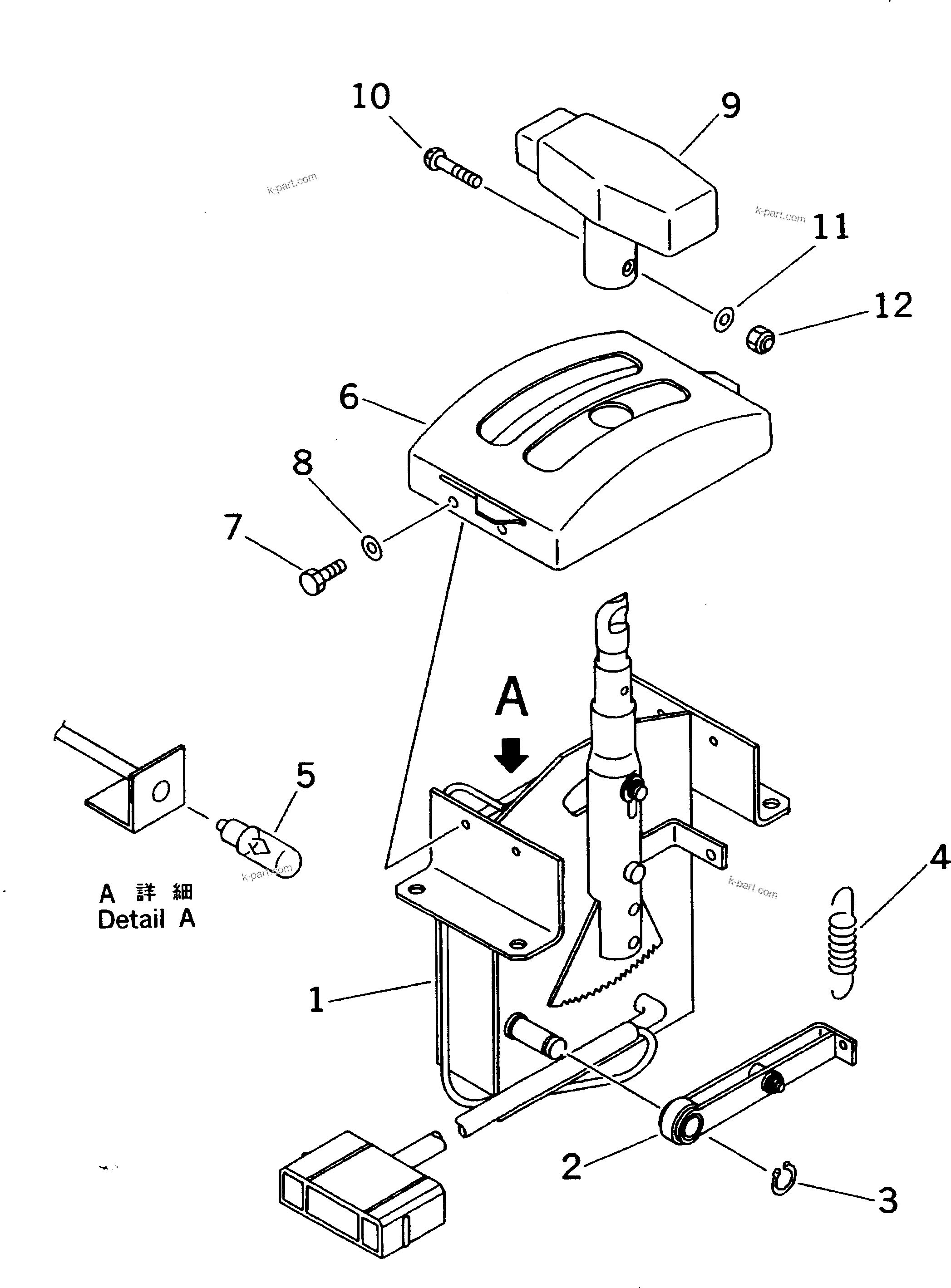 Komatsu parts book diagram for HD255-5 S/N 1001-UP: CONSOLE BOX (TRANSMISSION CONTROL LEVER INNER PARTS)(#1001-1200)