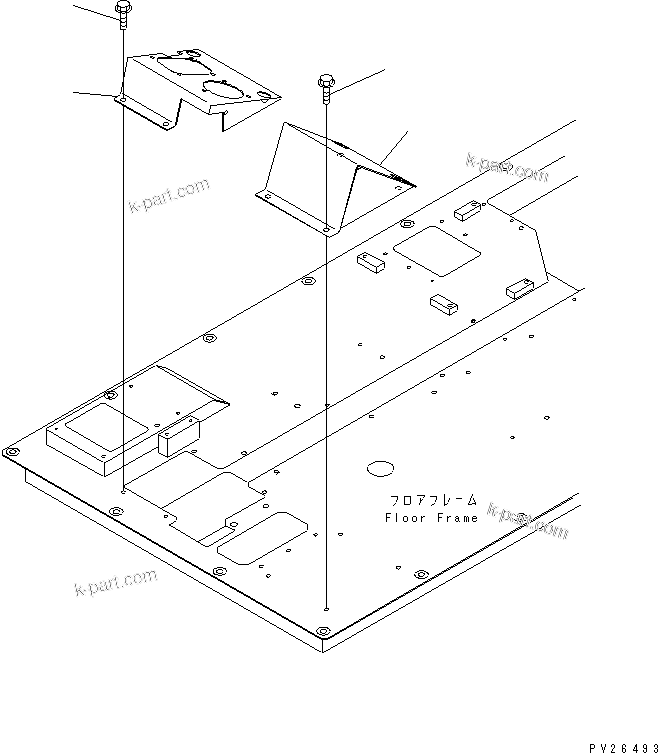 Komatsu parts book diagram for HD255-5 S/N 1001-UP: FLOOR SUB (TOE BOARD) (BOARD)(#1425-1600)