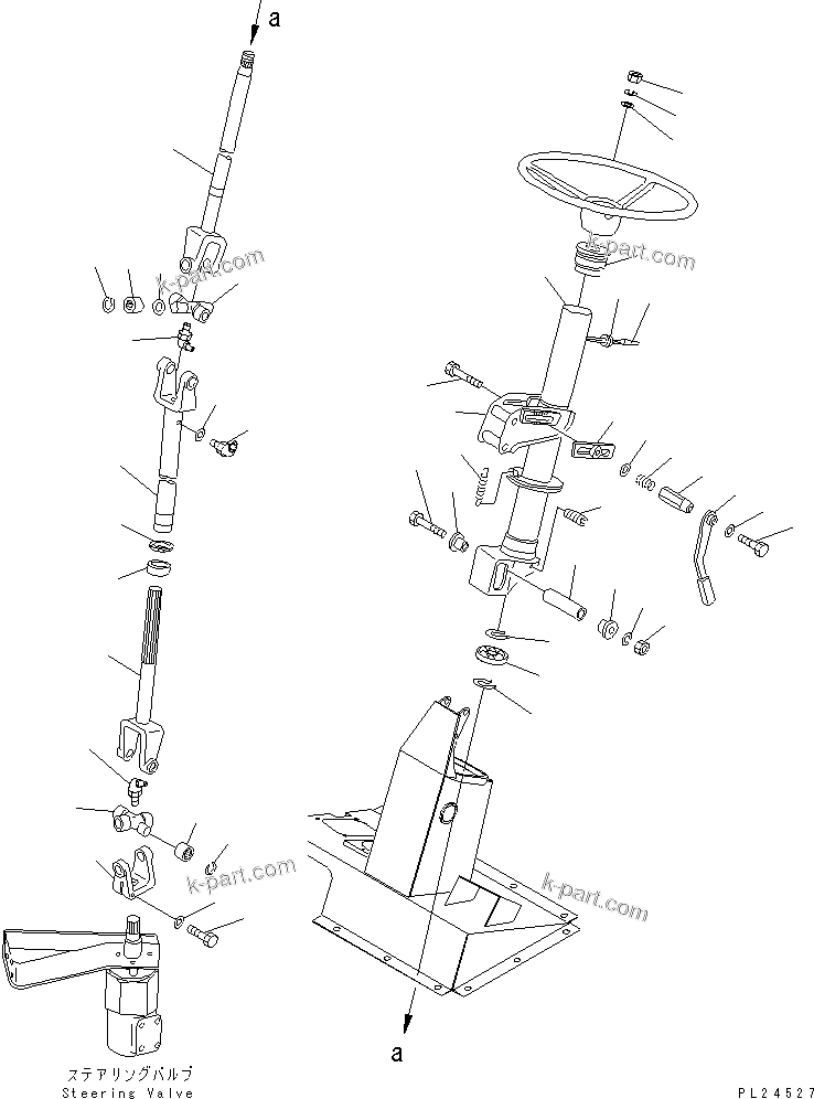 Komatsu parts book diagram for HD255-5 S/N 1001-UP: STEERING COLUMN (COLUMN)(#1001-1200)