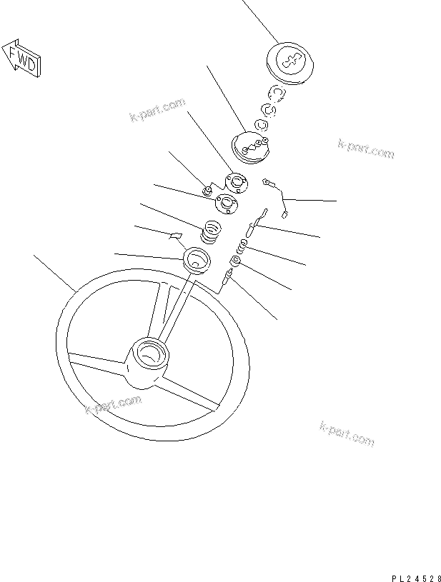 Komatsu parts book diagram for HD255-5 S/N 1001-UP: FLOOR SUB (STEERING COLUMN)(STEERING WHEEL)(#1425-)
