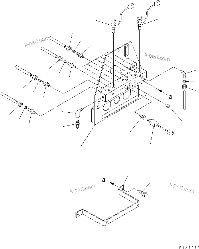 Komatsu parts book diagram for HD255-5 S/N 1001-UP: AIR BLOCK AND PIPING (1/2) (FOR EMERGENCY BRAKE)(#1001-1200)