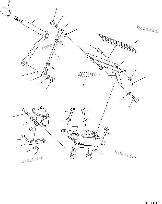Komatsu parts book diagram for HD255-5 S/N 1001-UP: FLOOR SUB (TOE BOARD) (ACCEL PEDAL)(#1425-1600)