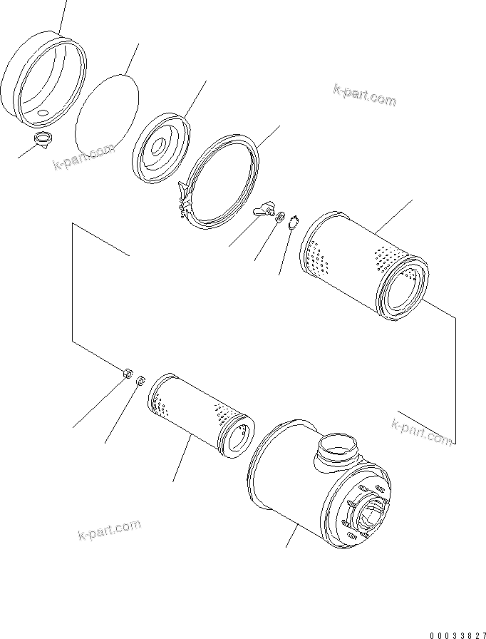Komatsu parts book diagram for HD255-5 S/N 1001-UP: PLATFORM (AIR CLEANER)