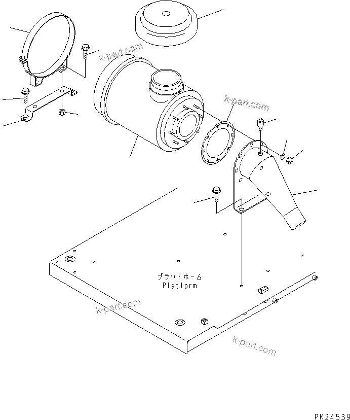 Komatsu parts book diagram for HD255-5 S/N 1001-UP: PLATFORM (AIR INTAKE)(#1001-1600)