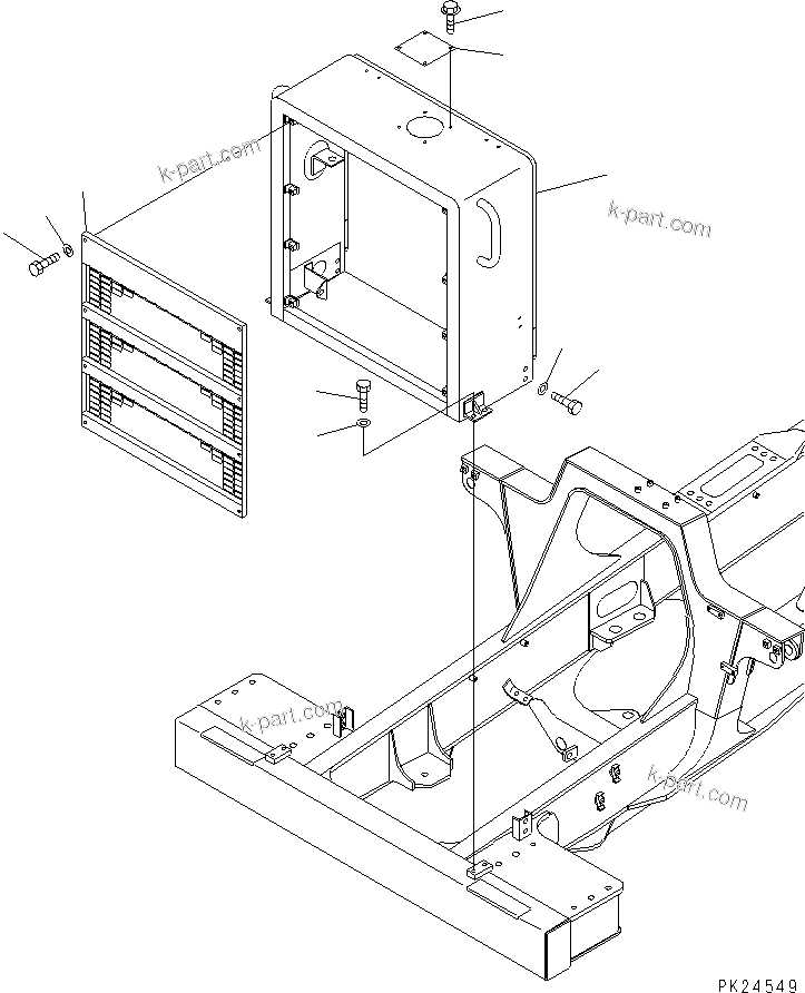Komatsu parts book diagram for HD255-5 S/N 1001-UP: RADIATOR GUARD (1/2)(#1001-1600)