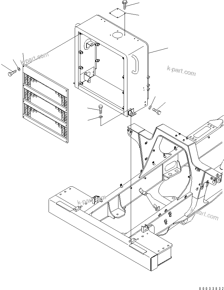 Komatsu parts book diagram for HD255-5 S/N 1001-UP: RADIATOR GUARD (FOR ENGINE SIDE COVER) (1/2)(#1201-1600)