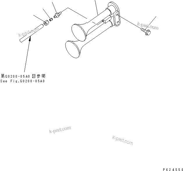 Komatsu parts book diagram for HD255-5 S/N 1001-UP: RADIATOR GUARD (2/2) (HORN)(#1001-1600)