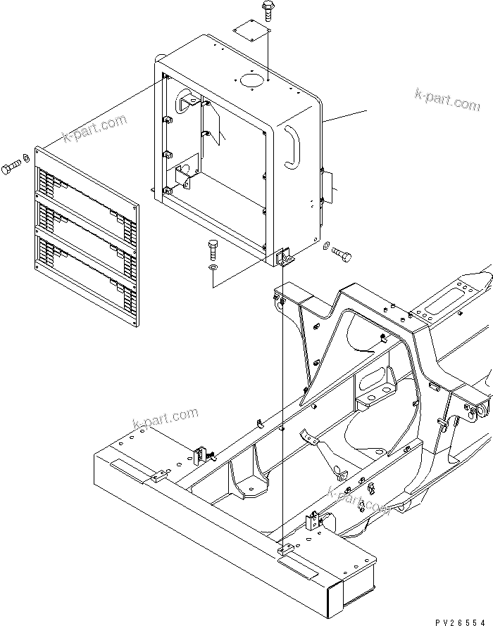 Komatsu parts book diagram for HD255-5 S/N 1001-UP: ENGINE SIDE COVER (GUARD)(#1001-1200)