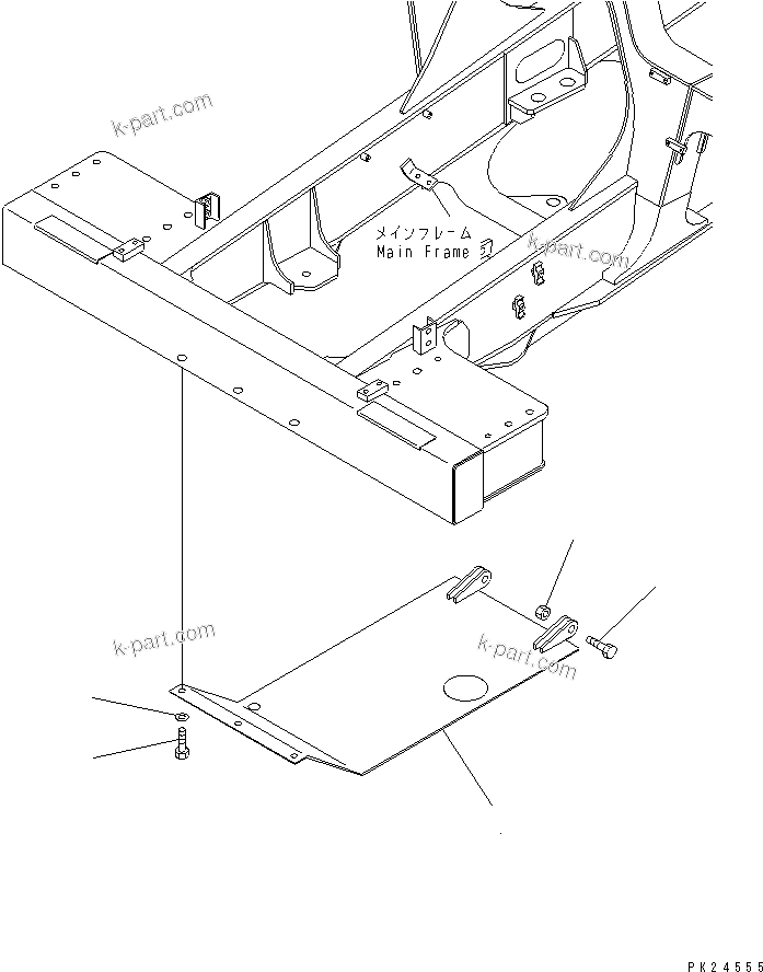 Komatsu parts book diagram for HD255-5 S/N 1001-UP: ENGINE UNDER GUARD(#1001-1600)