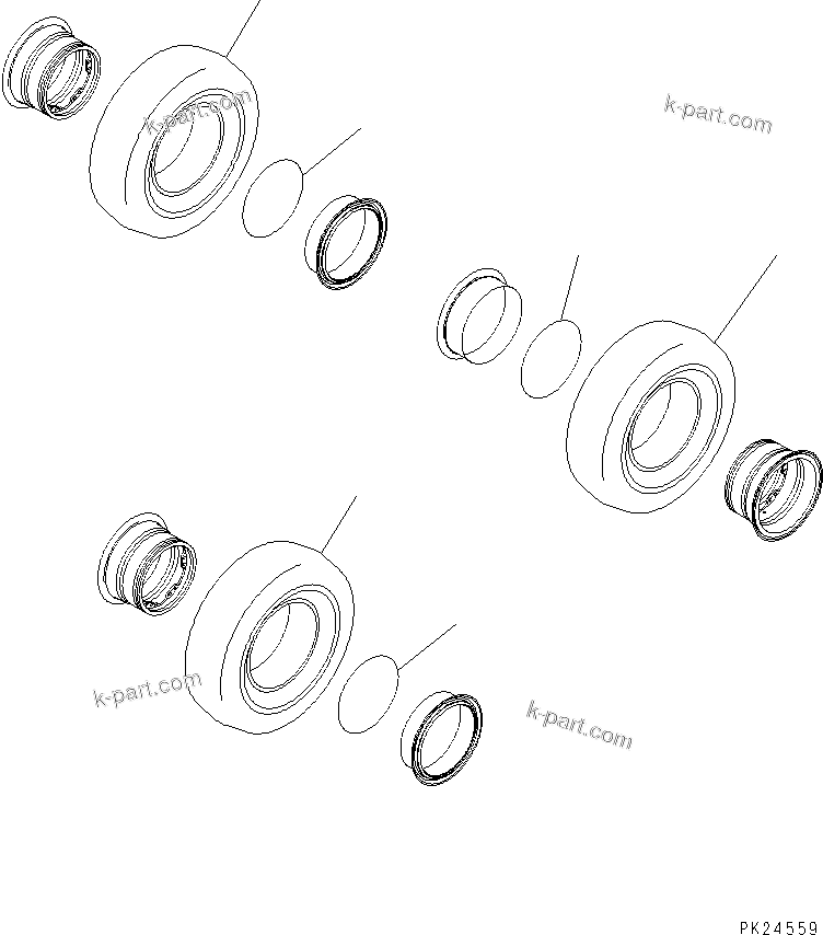 Komatsu parts book diagram for HD255-5 S/N 1001-UP: TIRE (TOYO ?28PR ?E3-CR)