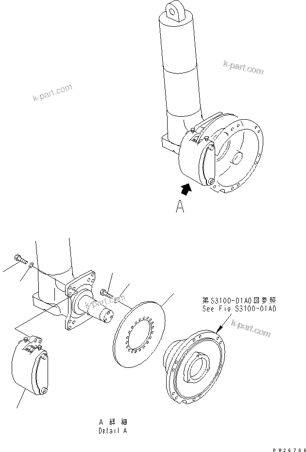 Komatsu parts book diagram for HD255-5 S/N 1001-UP: FRONT AXLE (LEFT HAND) (3/7) (FRONT BRAKE RELATED PARTS)(#1001-1311)