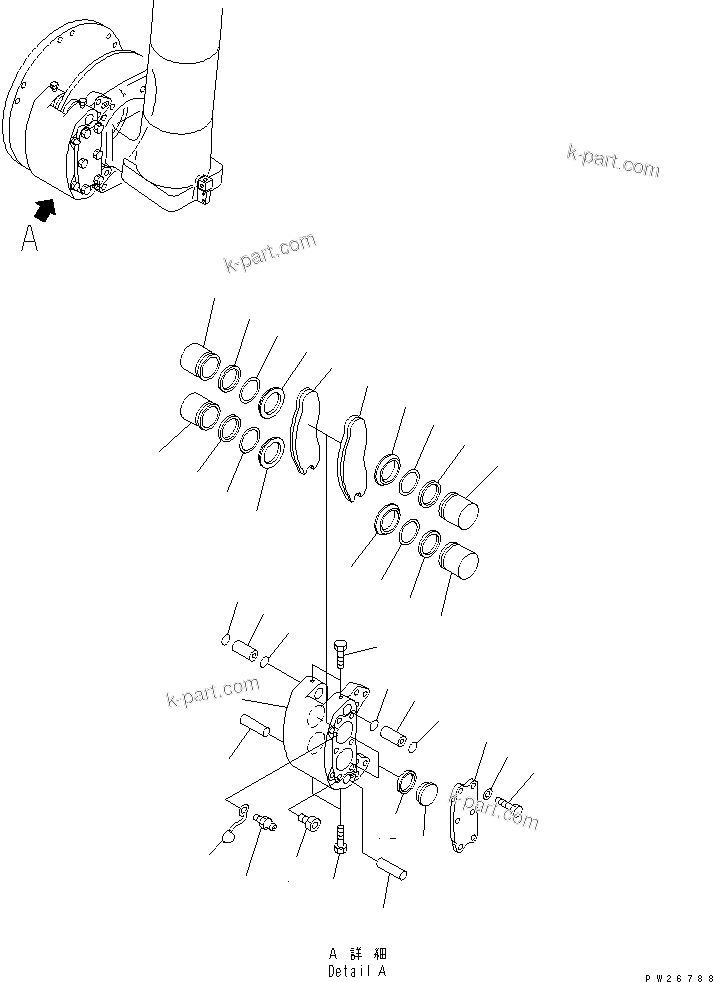 Komatsu parts book diagram for HD255-5 S/N 1001-UP: FRONT AXLE (RIGHT HAND) (2/7) (FRONT BRAKE ASSEMBLY)(#1001-1311)