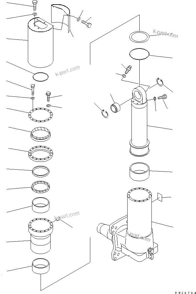 Komatsu parts book diagram for HD255-5 S/N 1001-UP: FRONT AXLE (RIGHT HAND) (7/7) (FRONT SUSPENSION ASSEMBLY)(#1001-1311)