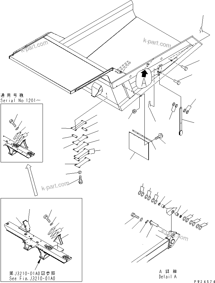 Komatsu parts book diagram for HD255-5 S/N 1001-UP: BODY ACCESSORY AND PARTS (ACCESSORY)(#1001-1600)