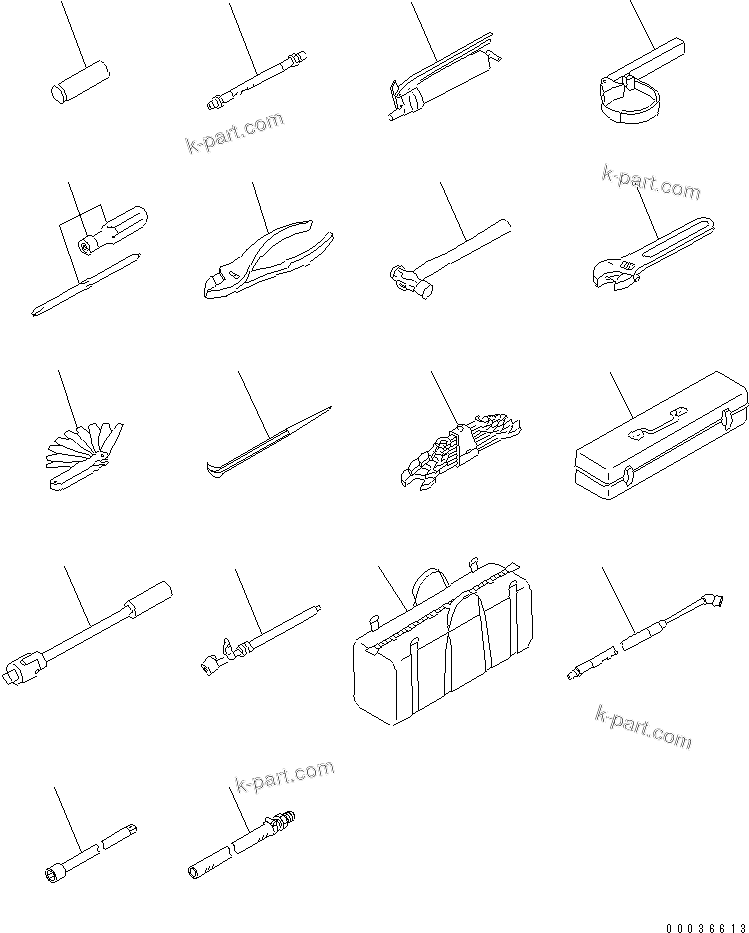 Komatsu parts book diagram for HD255-5 S/N 1001-UP: GENERAL TOOL (2/2)