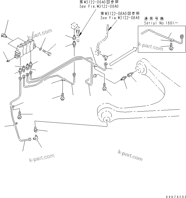 Komatsu parts book diagram for HD255-5 S/N 1001-UP: AUTO LUBRICATION (STEERINGLINE) (3/4)