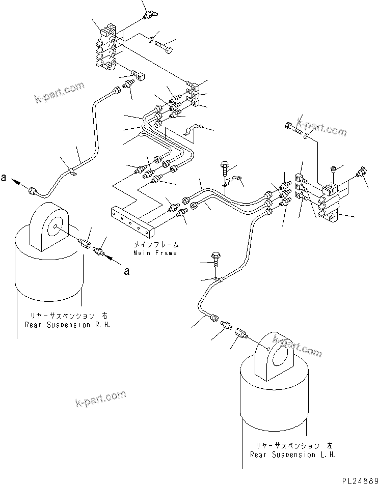 Komatsu parts book diagram for HD255-5 S/N 1001-UP: AUTO LUBRICATION (REAR AXLE SUPORT LINE) (1/2)