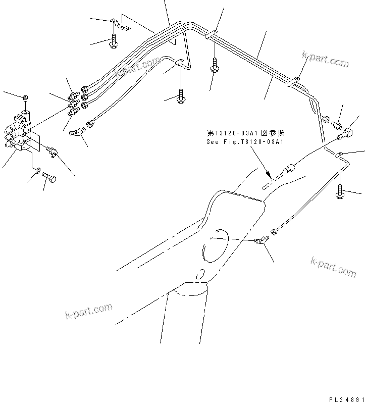 Komatsu parts book diagram for HD255-5 S/N 1001-UP: AUTO LUBRICATION (BODY SUPPORT LINE)